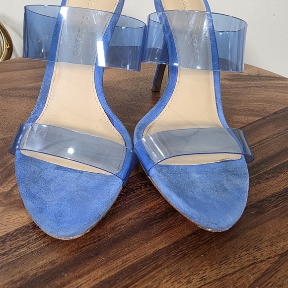 Veronica Beard Asha Blue Suede Stiletto Heels with Transparent Straps Size 7 - Picture 8 of 17